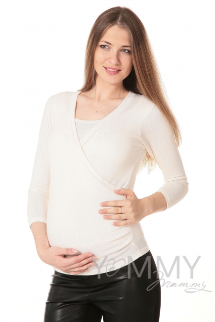 Блуза на запах для кормящих и беременных, цвет экрю