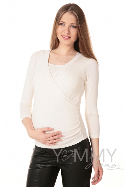 Блуза на запах для кормящих и беременных, цвет экрю