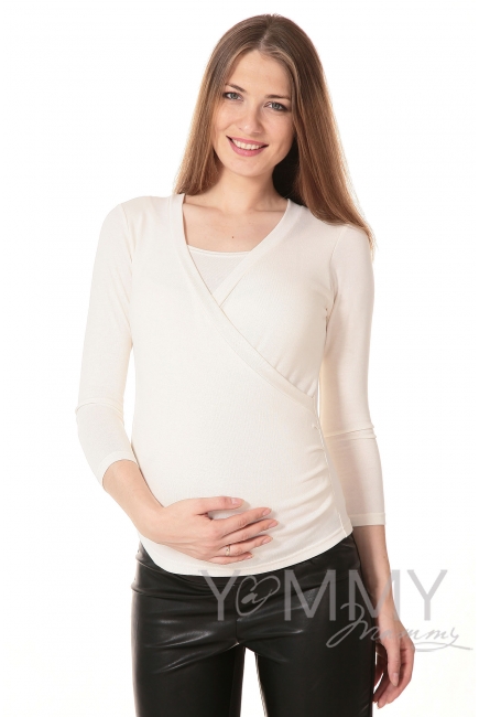 Блуза на запах для кормящих и беременных, цвет экрю