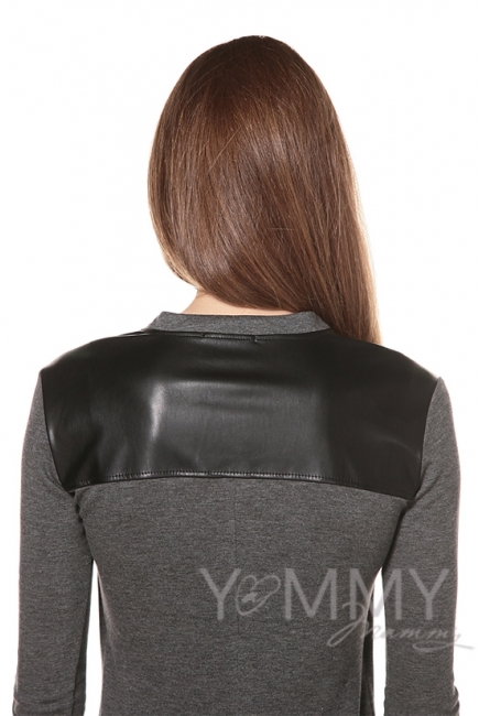 Платье с отделкой из экокожи для кормящих и беременных, темно-синий