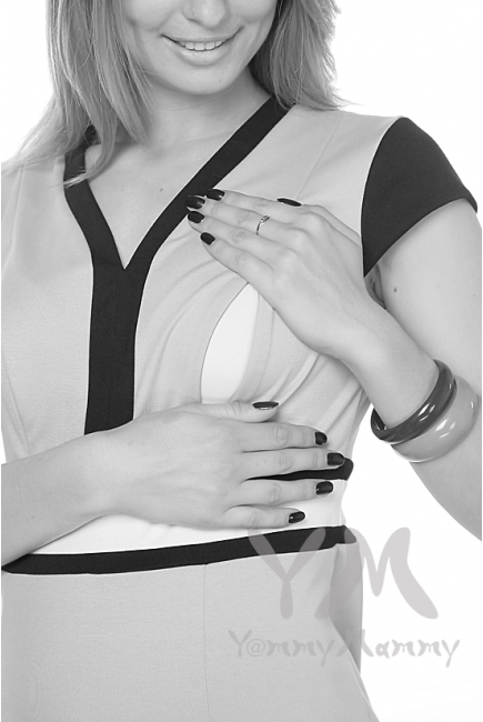 Платье с секретом на молнии для беременных и кормящих, бежевое