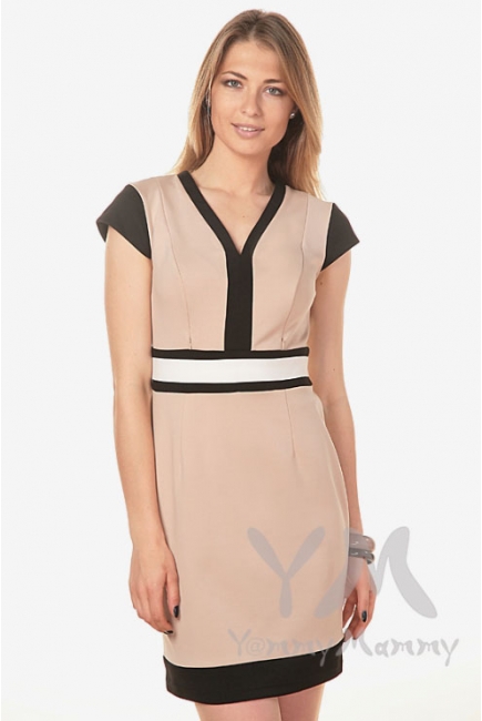 Платье с секретом на молнии для беременных и кормящих, бежевое