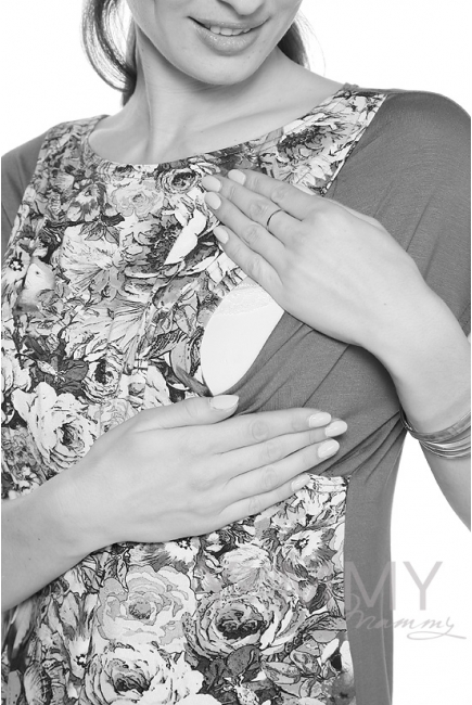 Платье-туника орхидея с цветочным принтом для кормящих