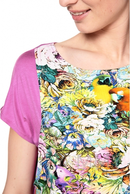 Платье-туника орхидея с цветочным принтом для кормящих