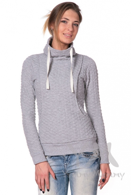 Толстовка с высоким горлом для кормящих и беременных, цвет серый меланж