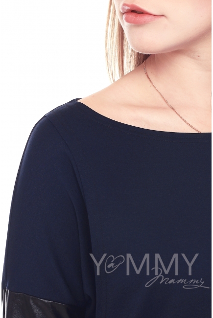 Платье-туника темно-синее для беременных