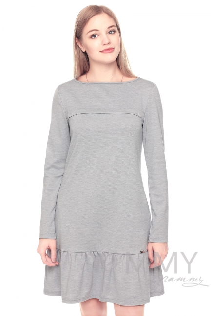 Платье с воланом жемчужное для кормящих