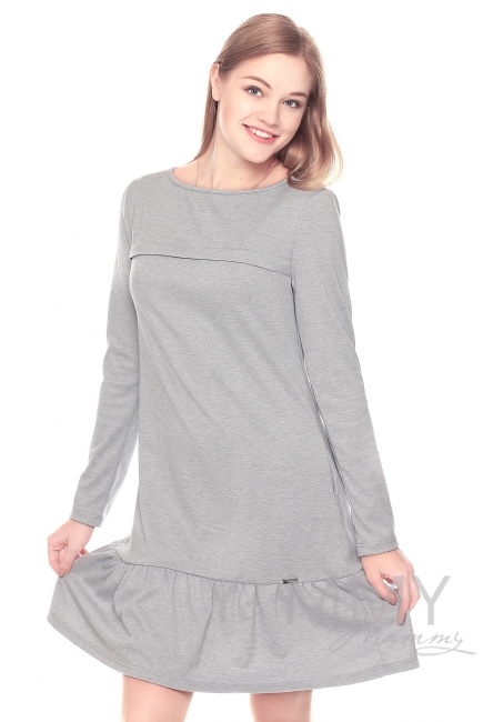 Платье с воланом жемчужное для кормящих