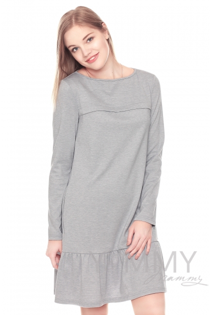 Платье с воланом жемчужное для кормящих