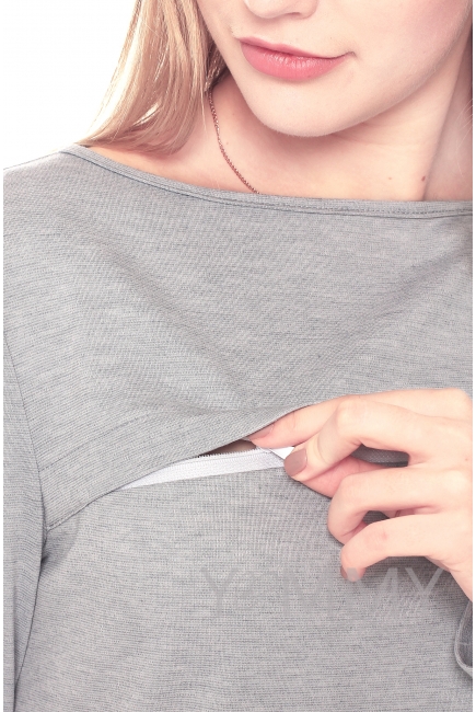 Платье с воланом жемчужное для кормящих