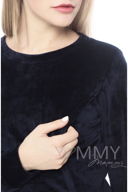 Костюм велюровый для кормящих и беременных хамелеон, темно-синий