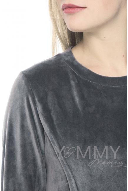 Костюм велюровый для кормящих и беременных хамелеон, серый