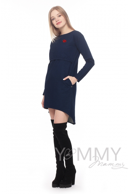 Платье с длинным рукавом джинс для беременных