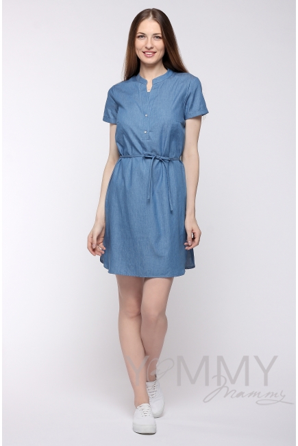 Платье-рубашка для кормящих и беременных, джинсовое