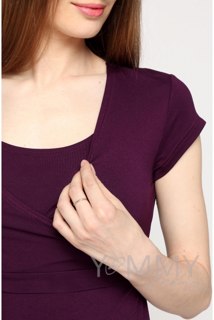 Платье на запах для беременных и кормящих, темно-лиловый