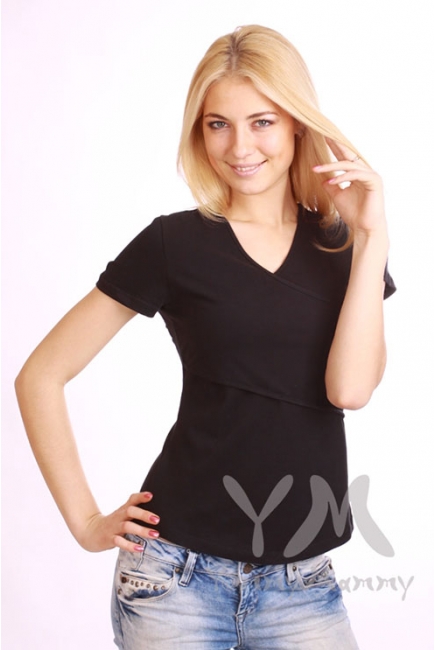 Футболка-кимоно для кормящих и беременных, цвет черный