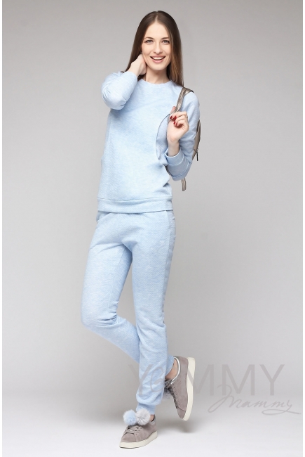 Костюм из капитония для кормящих и беременных, светло-голубой меланж
