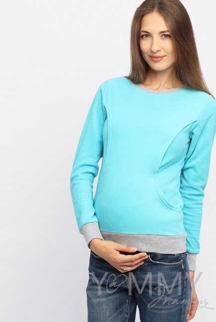 Джемпер для кормящих и беременных флисовый, цвет бирюзовый