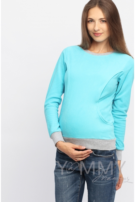 Джемпер для кормящих и беременных флисовый, цвет бирюзовый