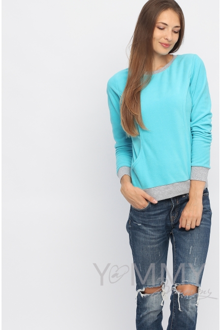Джемпер для кормящих и беременных флисовый, цвет бирюзовый