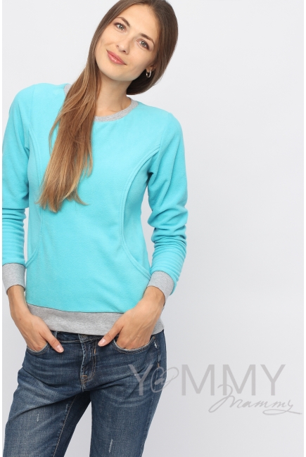 Джемпер для кормящих и беременных флисовый, цвет бирюзовый