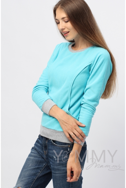 Джемпер для кормящих и беременных флисовый, цвет бирюзовый