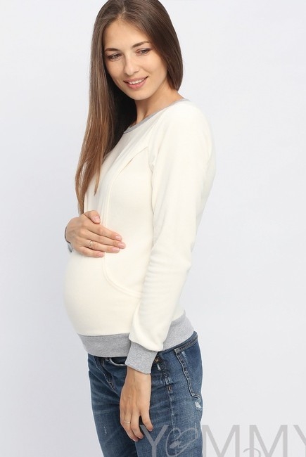 Джемпер для кормящих и беременных флисовый, цвет экрю