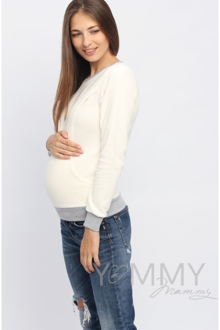 Джемпер для кормящих и беременных флисовый, цвет экрю