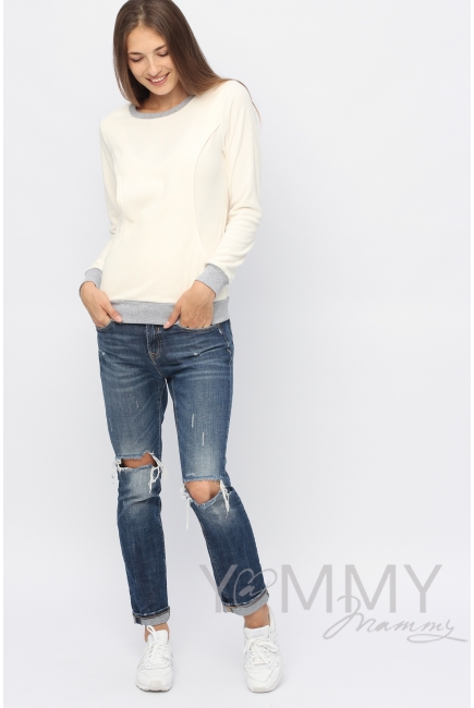 Джемпер для кормящих и беременных флисовый, цвет экрю