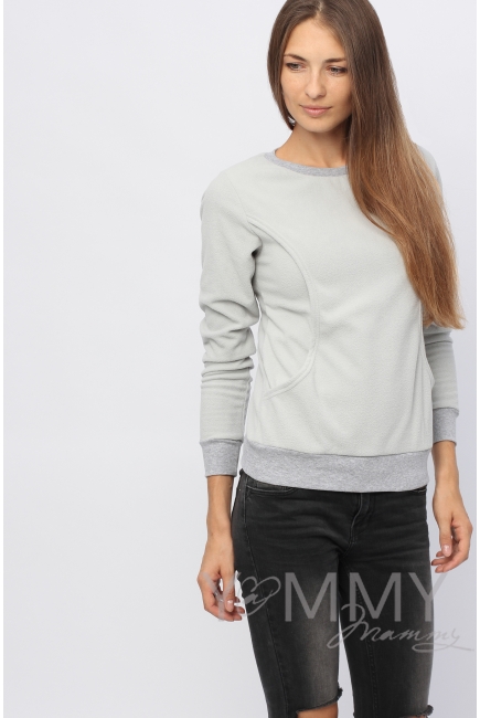 Джемпер для кормящих и беременных флисовый, цвет серый