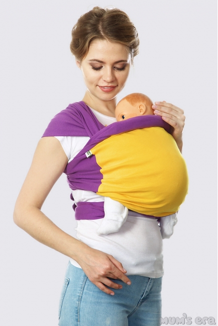 Слинг-шарф трикотажный Fusion, фиолетово-желтый