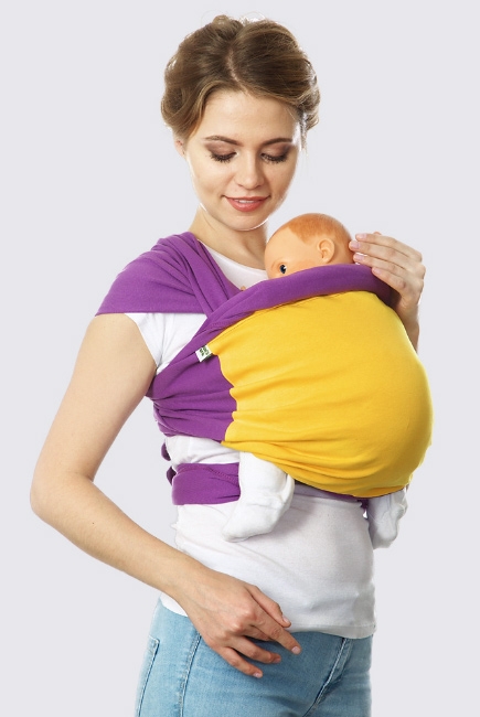 Слинг-шарф трикотажный Fusion, фиолетово-желтый