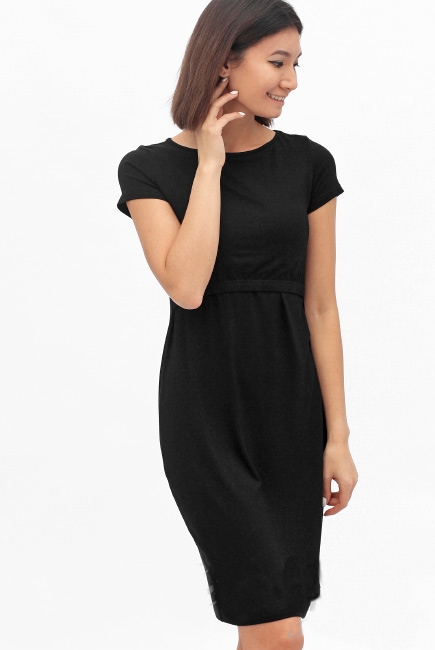 Платье для беременных и кормящих из вискозы, черное