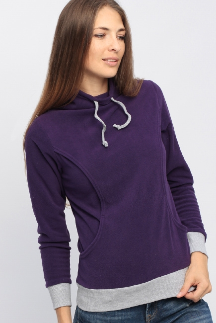 Толстовка для кормящих и беременных флисовая с завязками, цвет виноградная