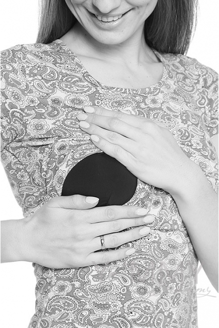 Футболка с узором для беременных и кормящих, голубая