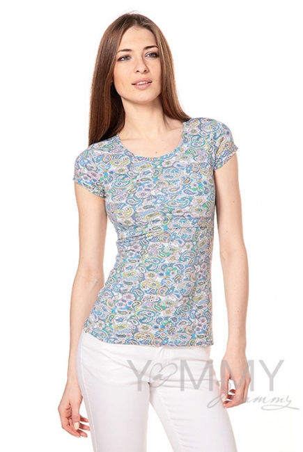 Футболка с узором для беременных и кормящих, ментоловая