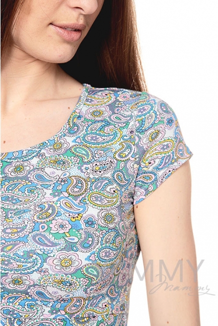 Футболка с узором для беременных и кормящих, ментоловая