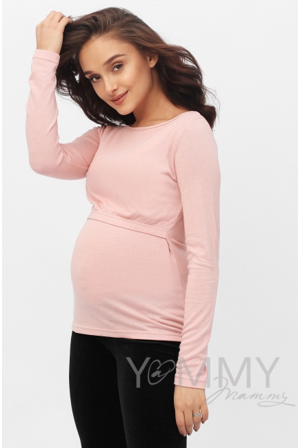 Лонгслив для кормящих и беременных, жемчужно-розовый