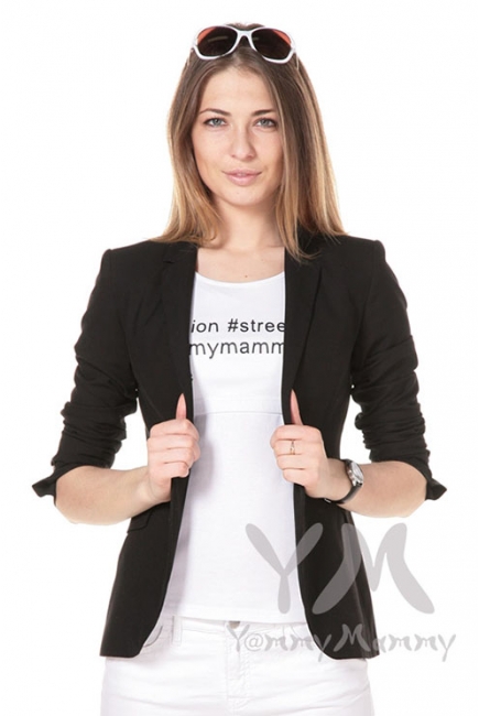 Футболка из рибаны "Hashtag" для беременных и кормящих, белая