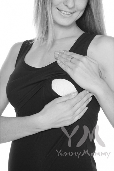 Майка для кормящих и беременных, черная (рибана)