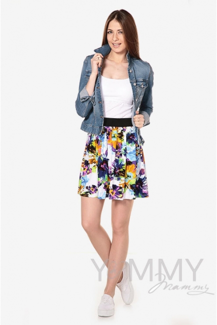 Юбка для беременных и родивших, с крупным цветочным принтом