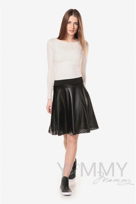 Юбка для беременных и родивших из ажурной экокожи