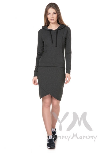 Юбка универсальная темно-серый меланж для кормящих