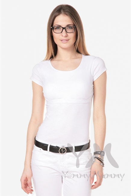 Футболка из рибаны для кормящих и беременных, белая