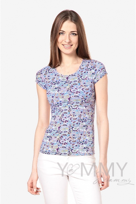Футболка с узором для беременных и кормящих, голубая