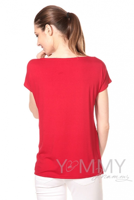 Туника комбинированная "море" для кормящих и беременных, цвет красный