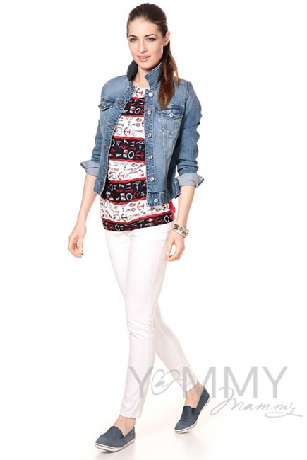 Туника комбинированная "море" для кормящих и беременных, цвет красный