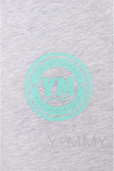 Универсальные спортивные брюки из футера с принтом серый меланж для беременных