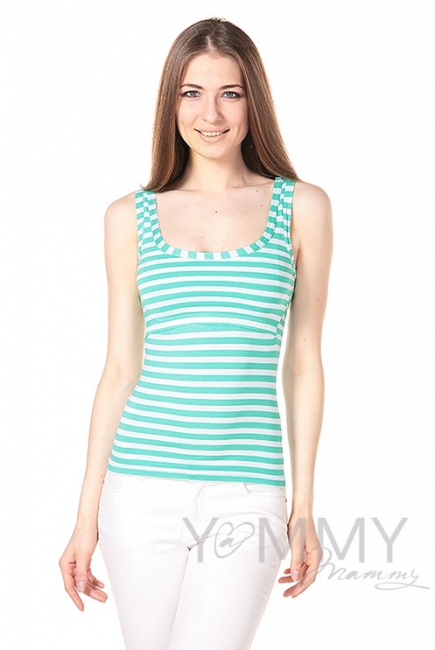 Майка для кормящих и беременных, в ментоловую полоску