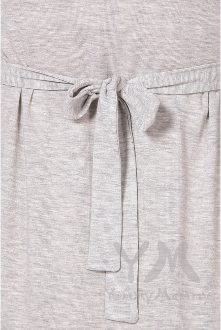 Платье с пояском на спине для кормящих и беременных, светло-серый меланж